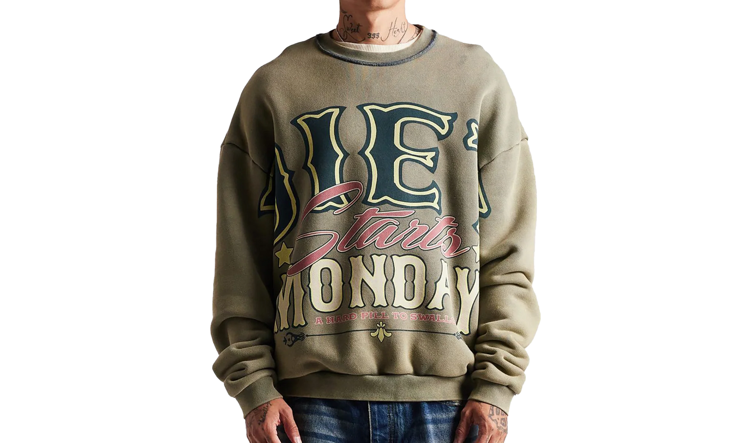 Jumbo Crewneck Sweater "Stonewash Olive" DSM HOL2501 020