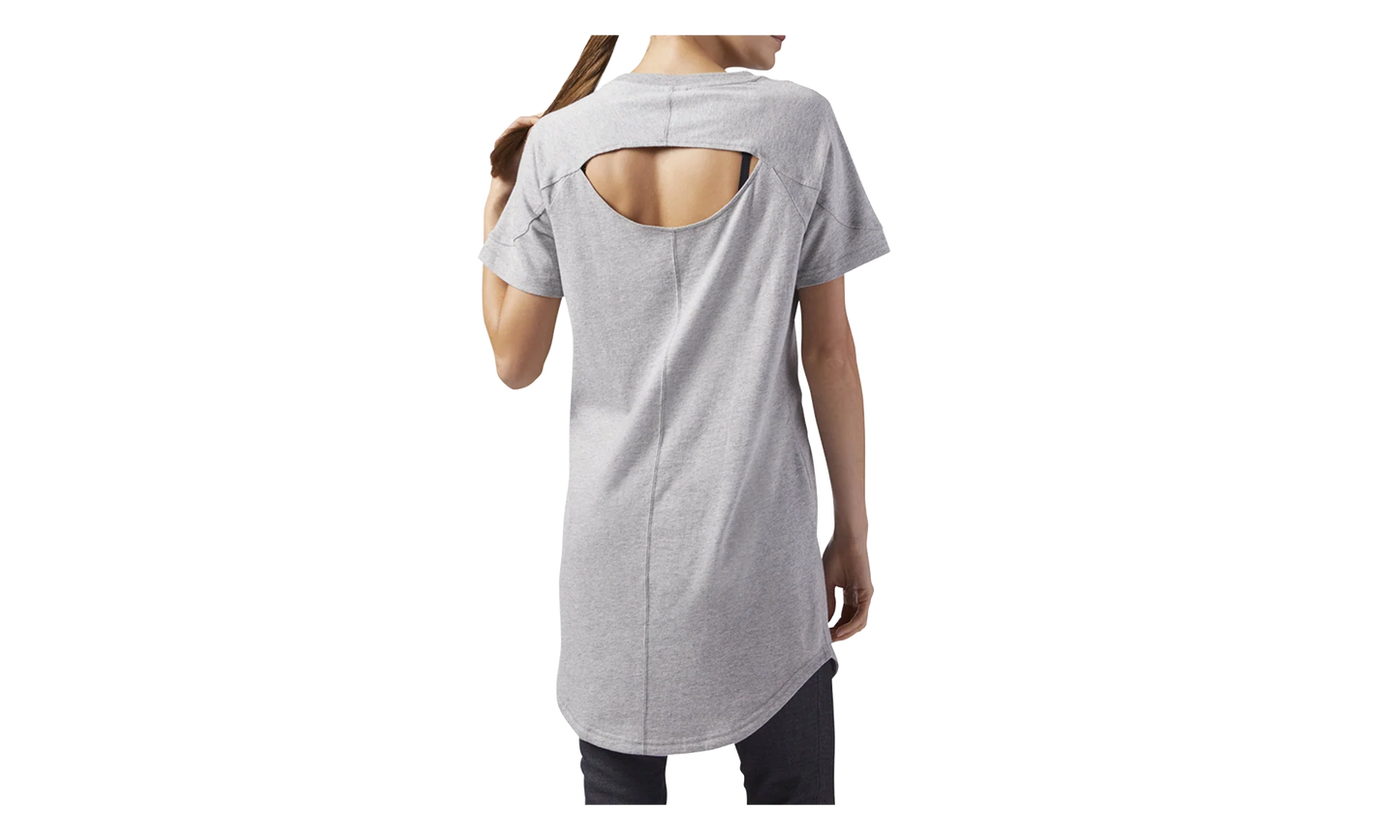 Classic Sportswear Open Back T-Shirt Dress WMNS "Medium Grey Heather" CF9493
