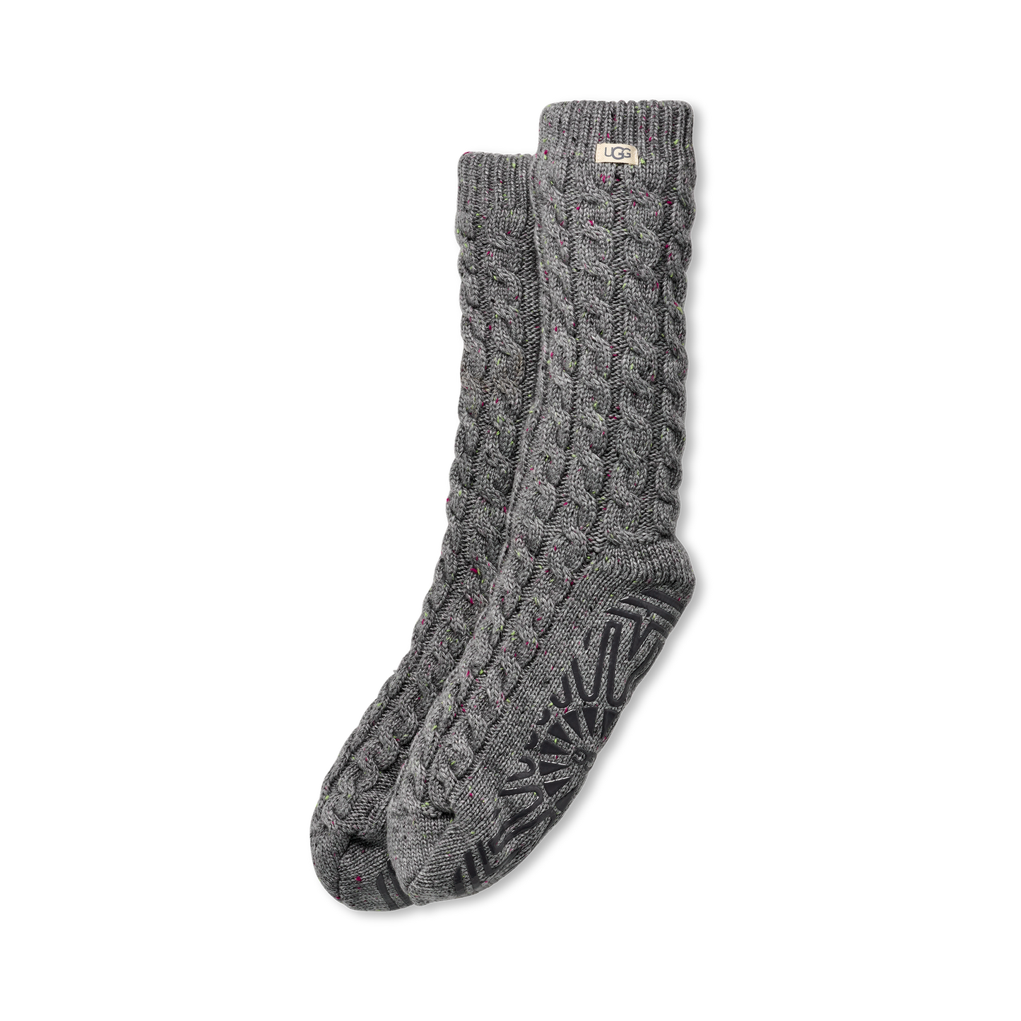 Women's Elowyn Cable Knit Fleece Lined in Charcoal Heather Confetti