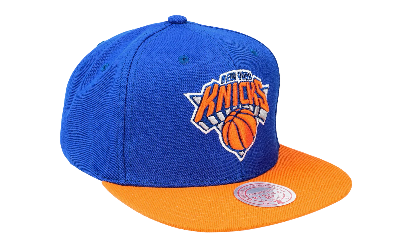 NBA Two-Tone 2.0 Hardwood Classics Fitted Cap "New York Knicks - Royal Blue / Orange" 6HSFJS19193 NYKRYOR