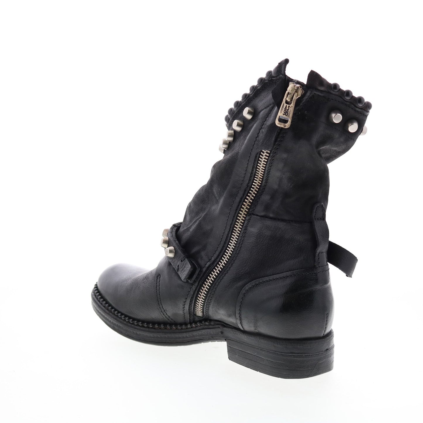 Vianne 250202-102 Womens Black Leather Hook & Loop Mid Calf Boots