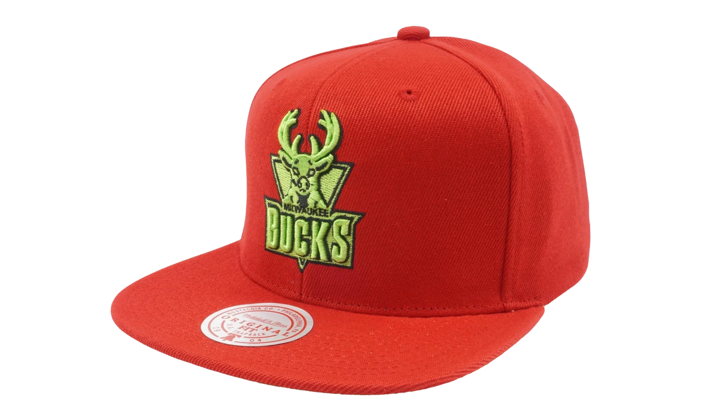 NBA Hardwood Classics Reverse Candy Apple Snapback Cap "Milwaukee Bucks - Red" 6HSSMM21056 MBURED1