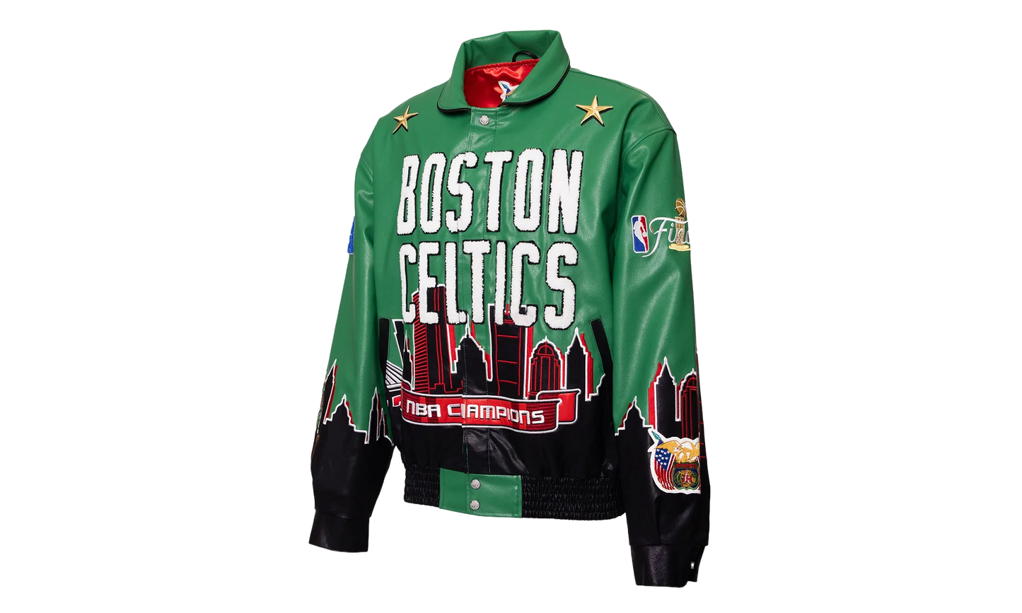 Skyline Vegan Leather Championship Jacket "2024 NBA Champion Boston Celtics" NBA 021B CEL