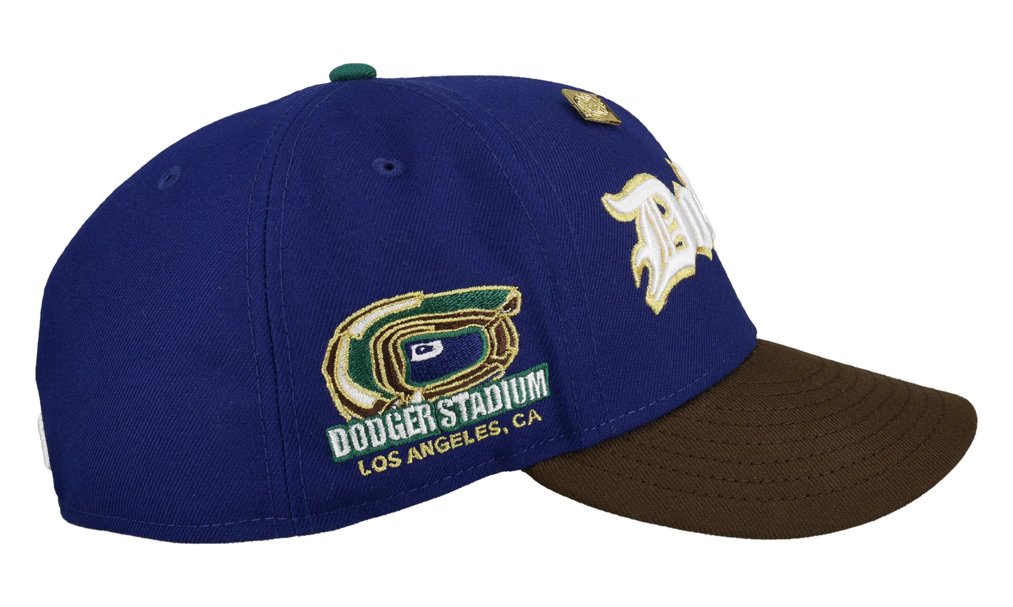 59FIFTY Los Angeles Dodgers Dodger Script Fitted Hat "Stadium Blue / Brown" NE428