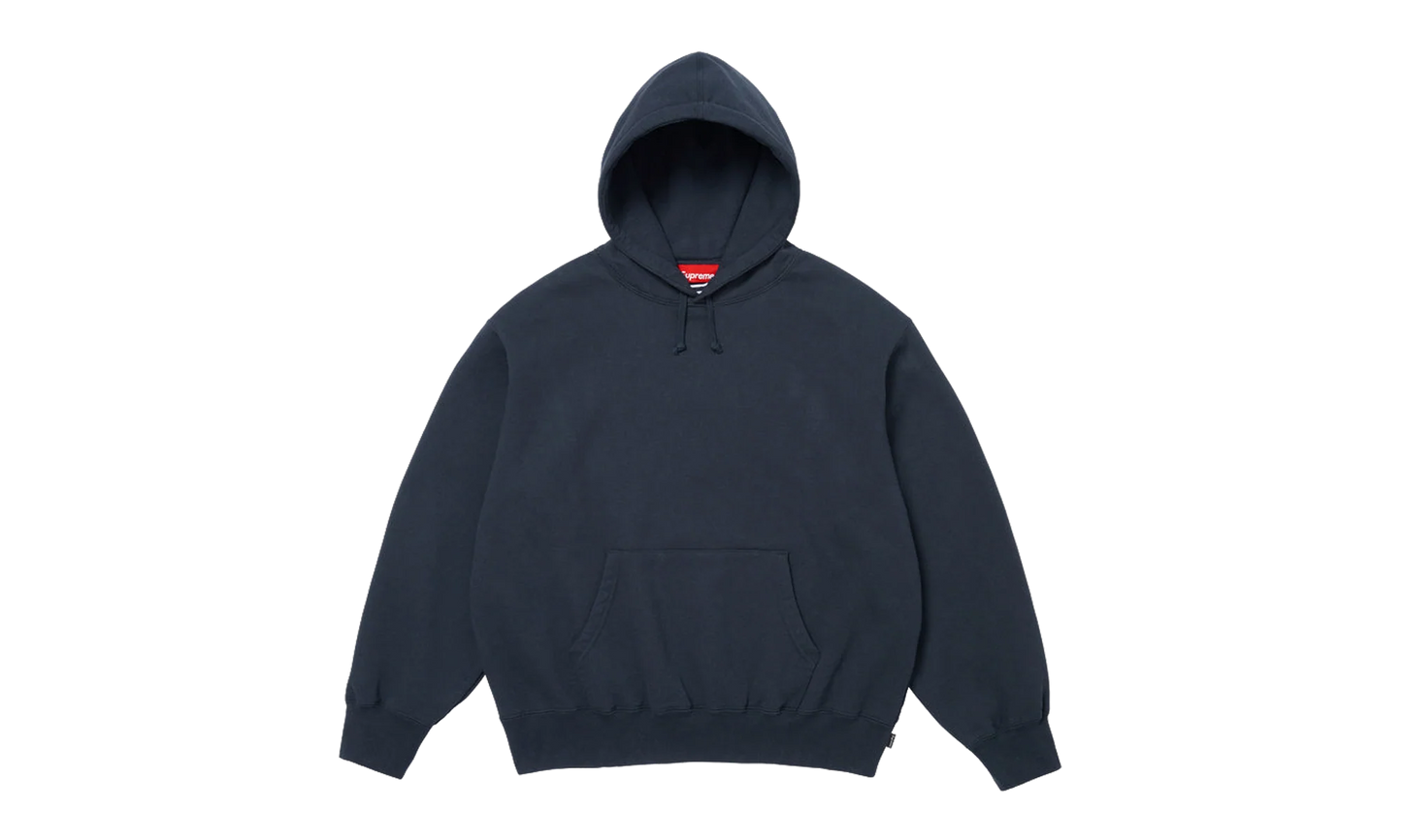 Satin Appliqué Hooded Sweatshirt "SS26 - Navy" SU27500