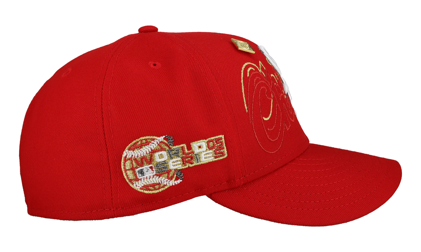59FIFTY Chicago White Sox 2005 World Series Fitted Hat "Red Chicago Script" NE452