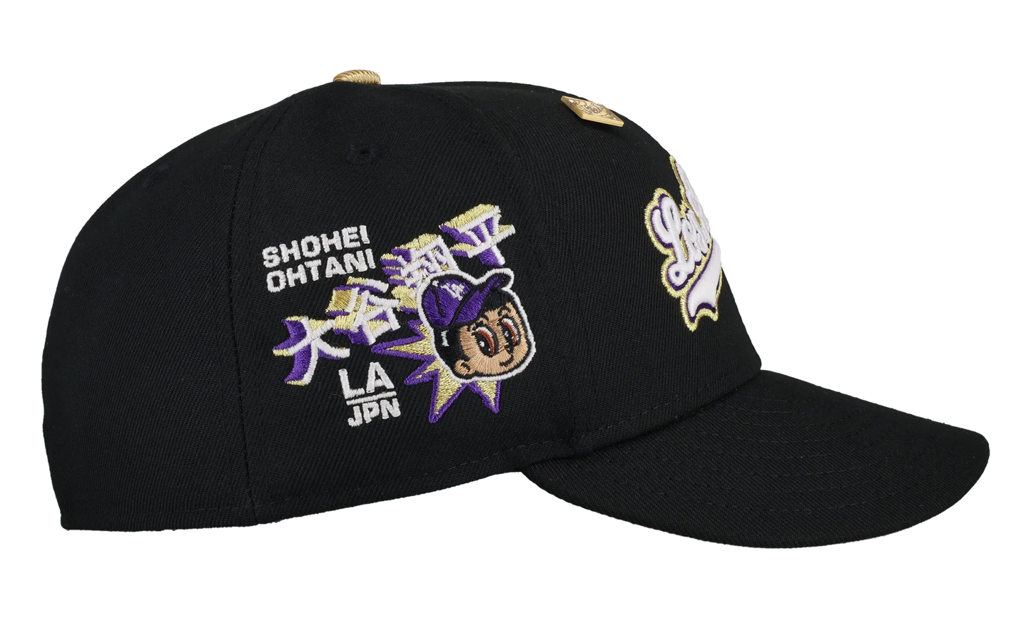 59FIFTY Los Angeles Dodgers "GLOWtani" Fitted Hat "Black / Gold / Purple" 123451301145