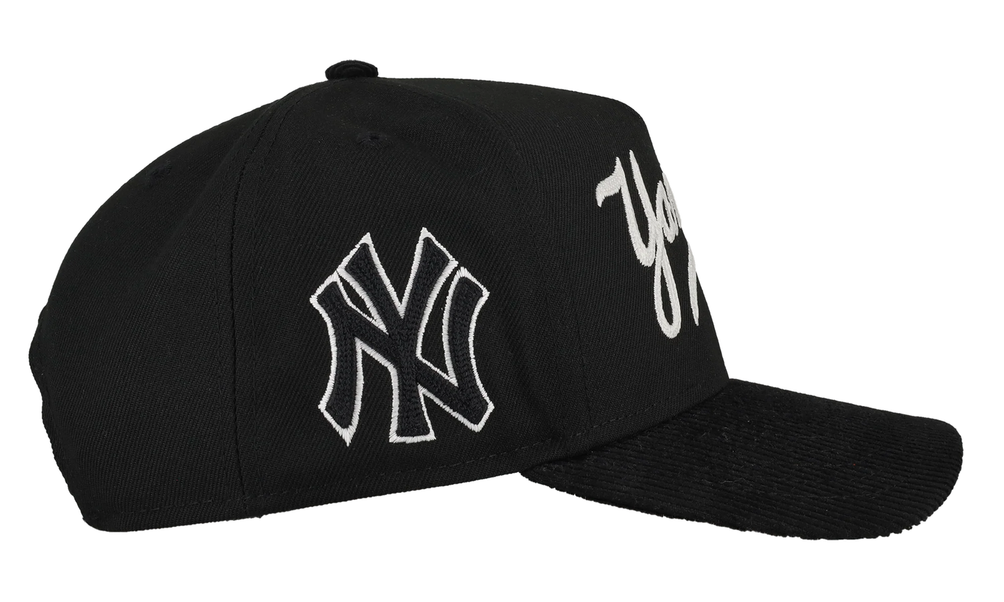 9FIFTY New York Yankees A Frame Snapback Hat "Chainstitch - Corduroy Black" 44531114442940