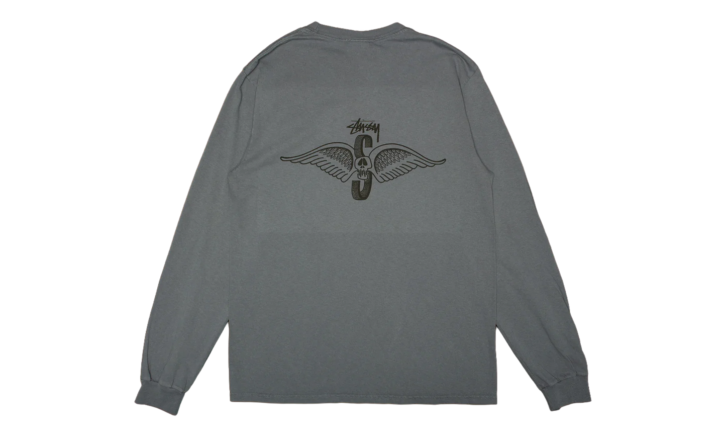 Skull Wings Pigment Dyed Long-Sleeve "Navy" STUS368