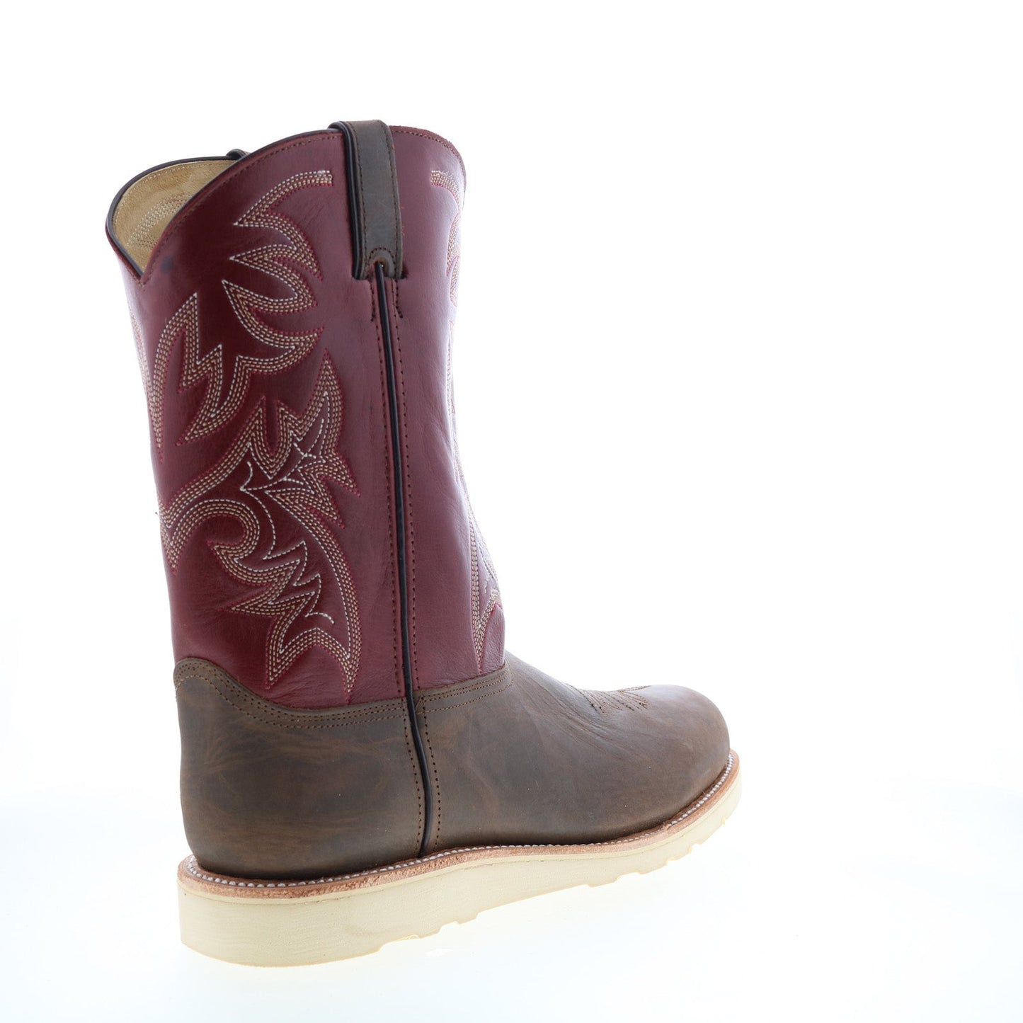6820 Mens Burgundy Leather Slip On Cowboy Western Boots