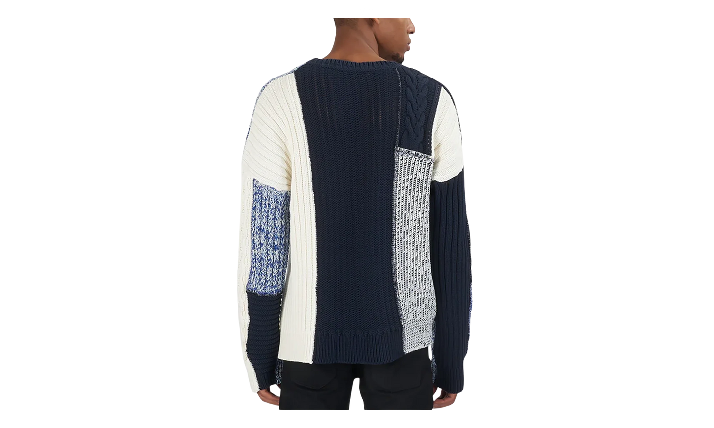 Knit Patchwork Sweater "Mixed Blues" BALMAINMS7 11