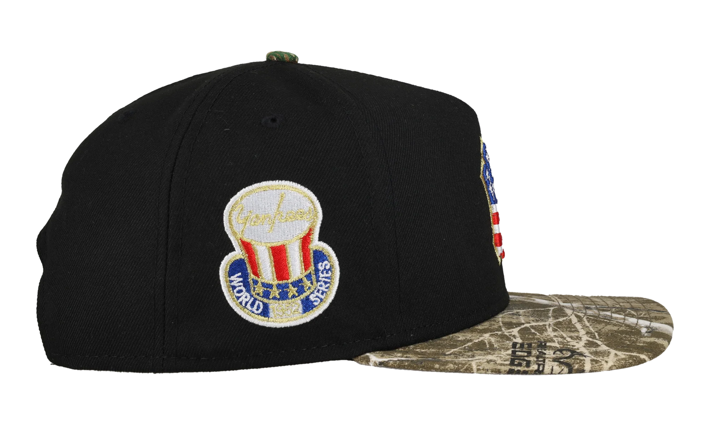 9FIFTY New York Yankees 1952 World Series USA A Frame Snapback Hat "Black / Real Tree Camo" NE231
