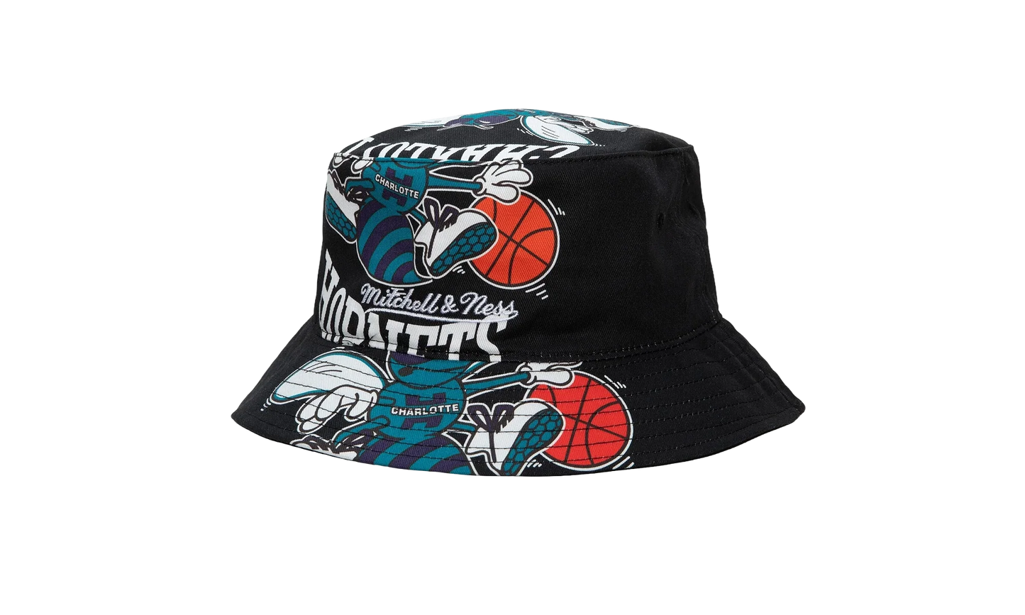 NBA Hardwood Classics Cut Up Bucket Hat "Charlotte Hornets - Black" BUCKSH21322 CHOBLCK