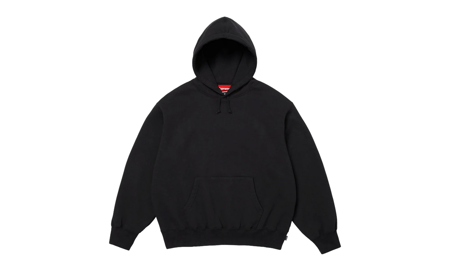 Satin Appliqué Hooded Sweatshirt "SS26 - Black" SU27499
