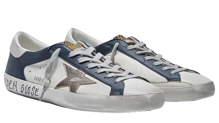 Golden Goose Superstar Double Quarter White Dark Blue Gun Metal