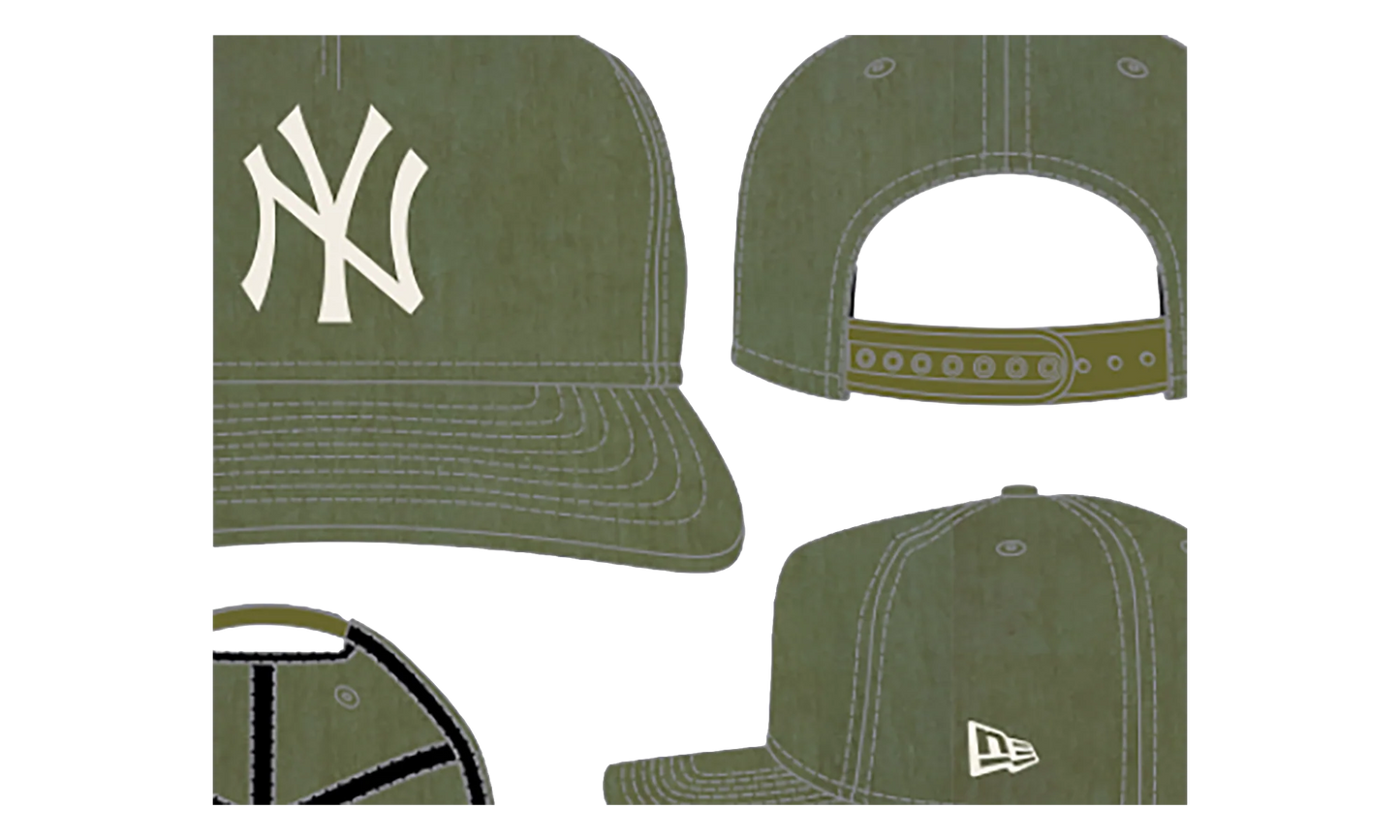 19TWENTY New York Yankees Snapback Hat "Olive Nylon" NE324