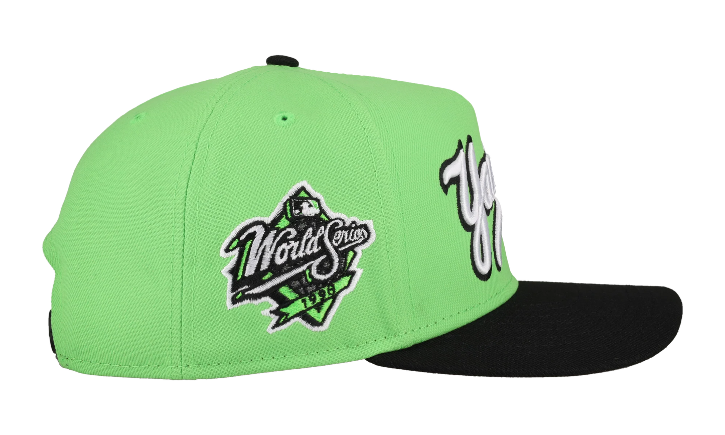 9FIFTY New York Yankees 1998 World Series Script A Frame Snapback Hat "Lime Green" NE242