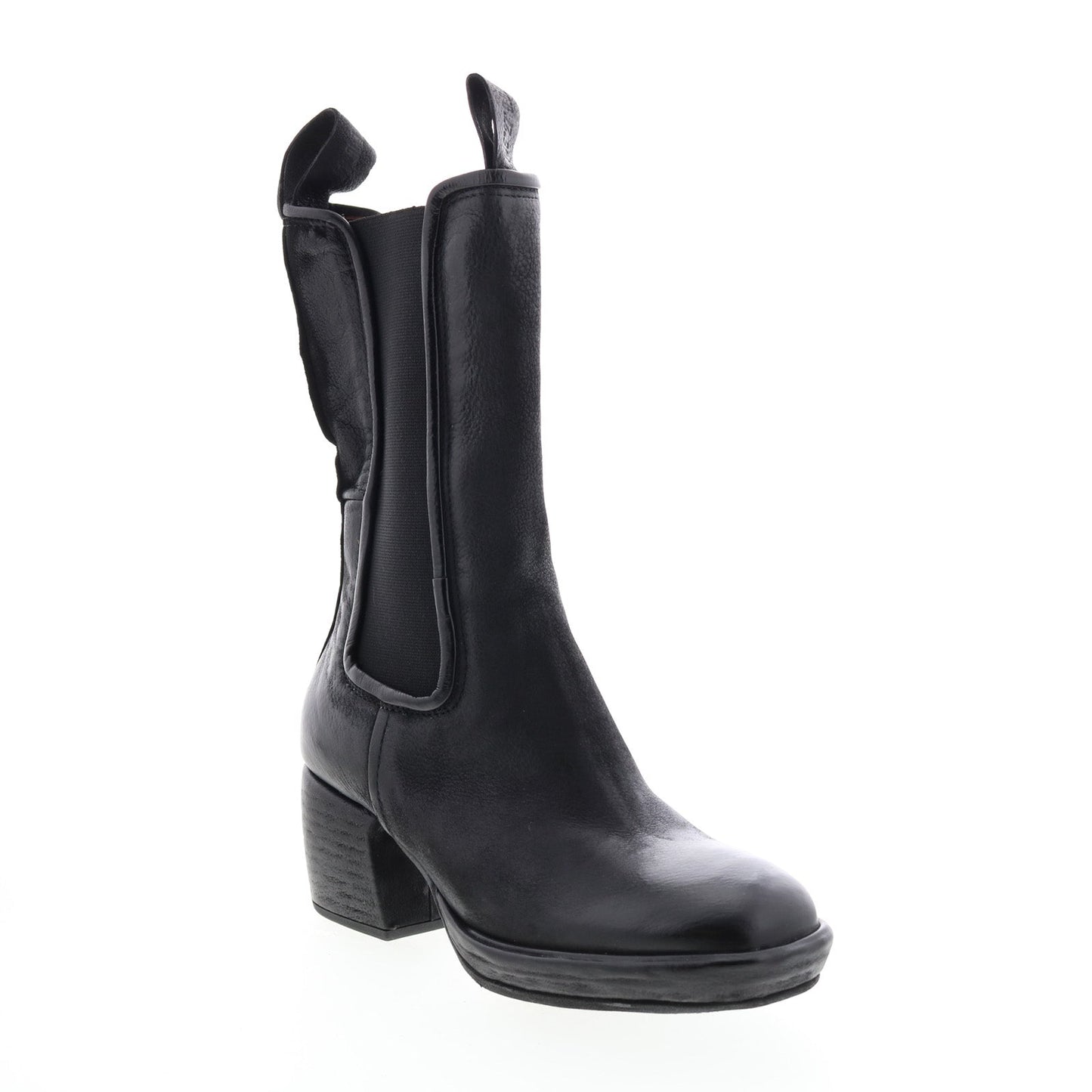 Collins A57202-301 Womens Black Leather Slip On Casual Dress Boots