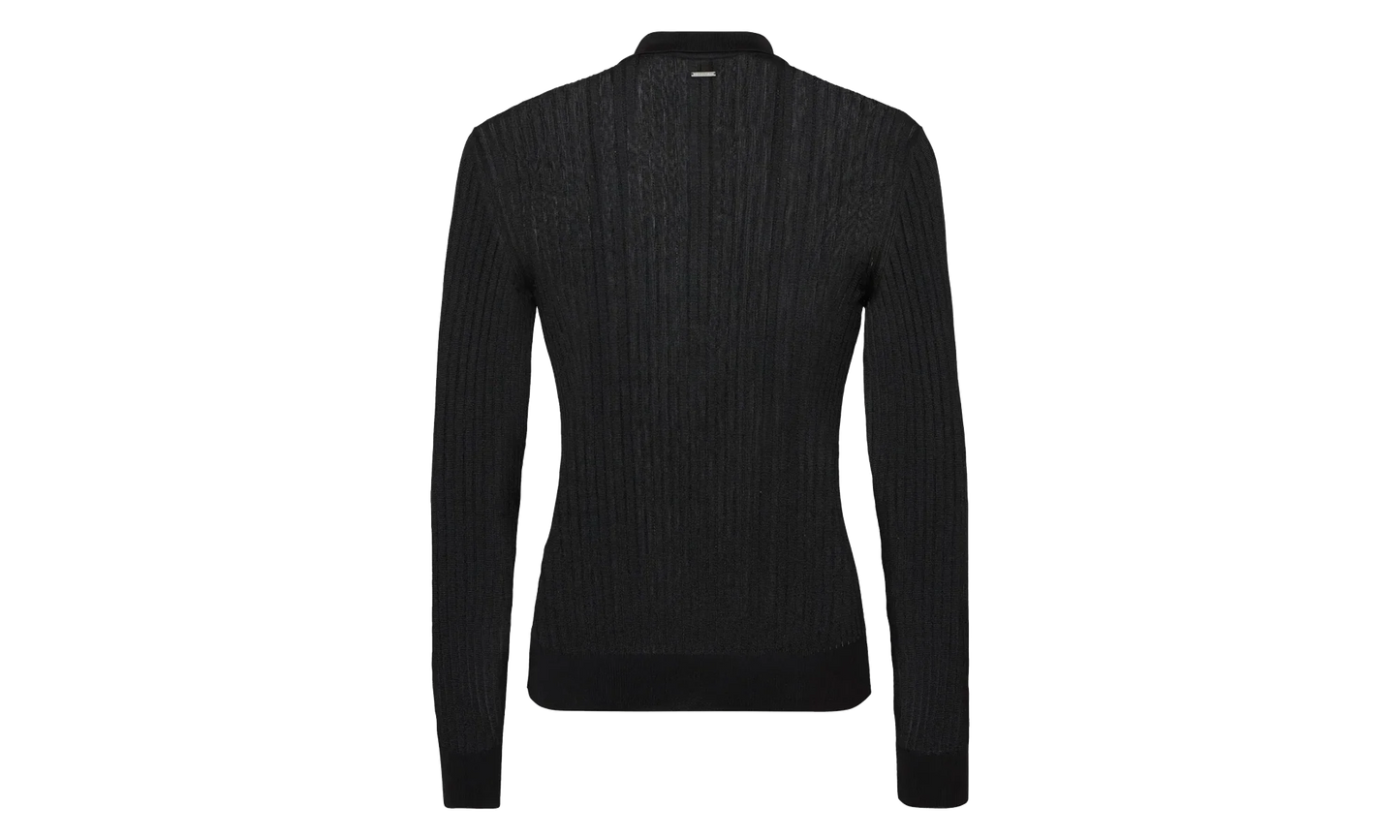 Sequin Stripe Knit Polo "Black" S74HA1531D13097900
