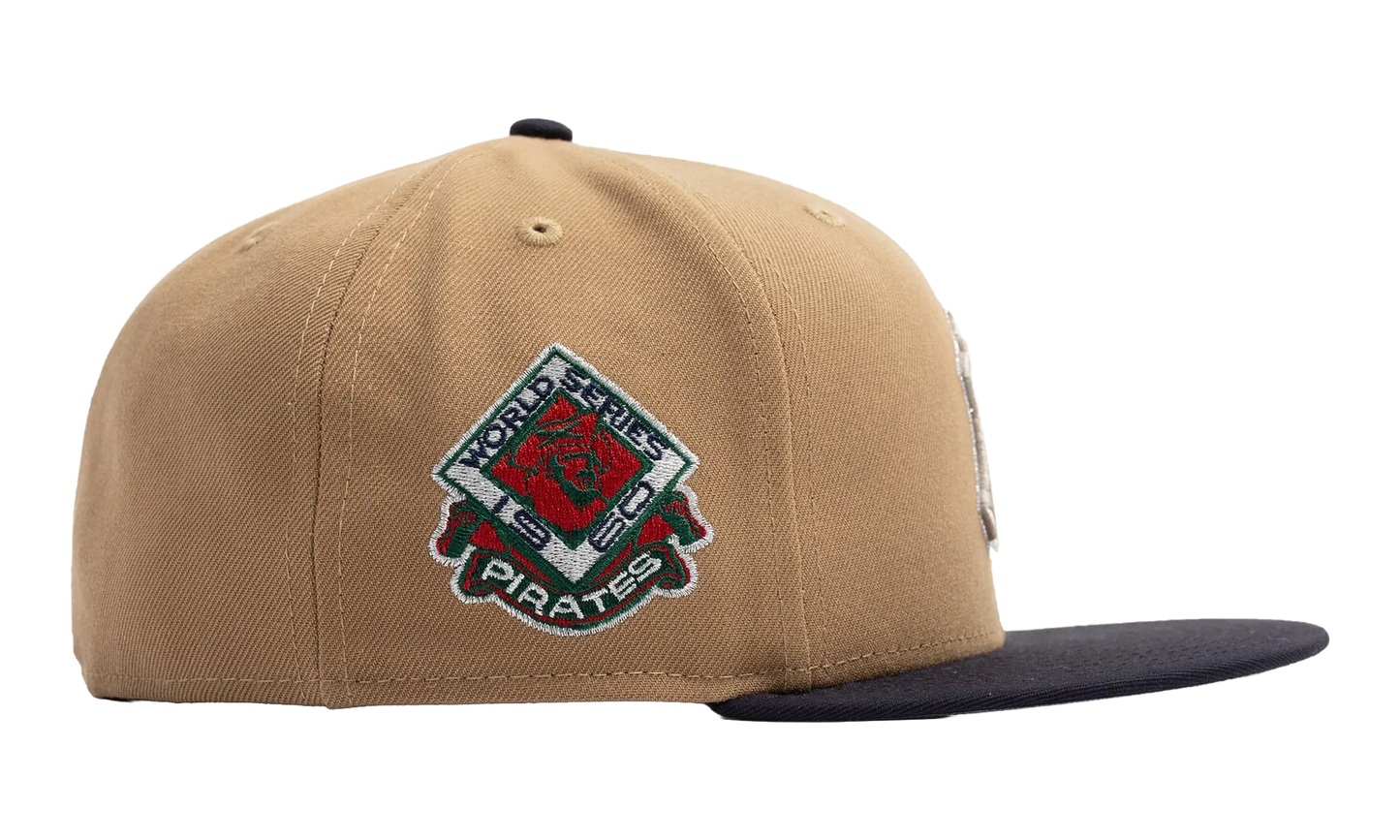 59FIFTY New York Yankees 1960 World Series Pittsburgh Pirates Patch Fitted Hat "Khaki / Brown" NE489