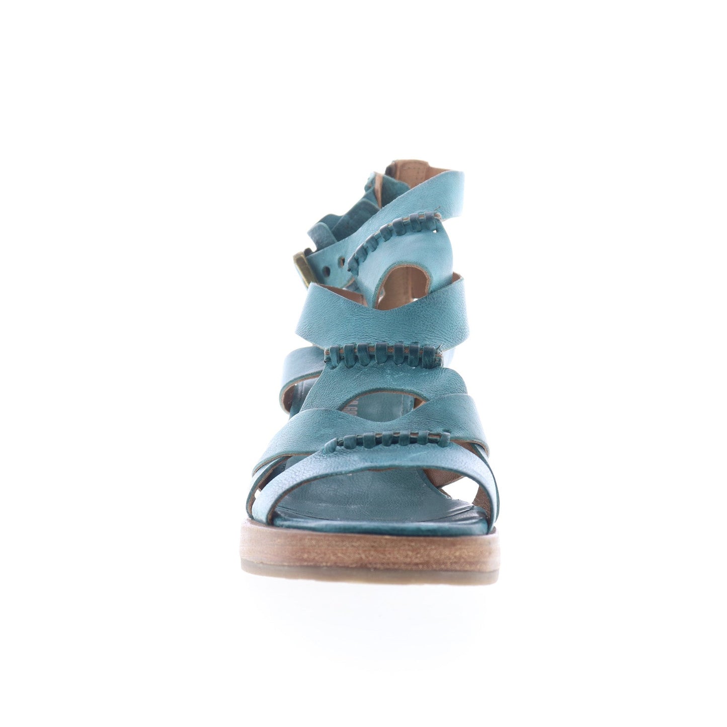 Alfred Womens Blue Leather Hook & Loop Heeled Sandals Shoes