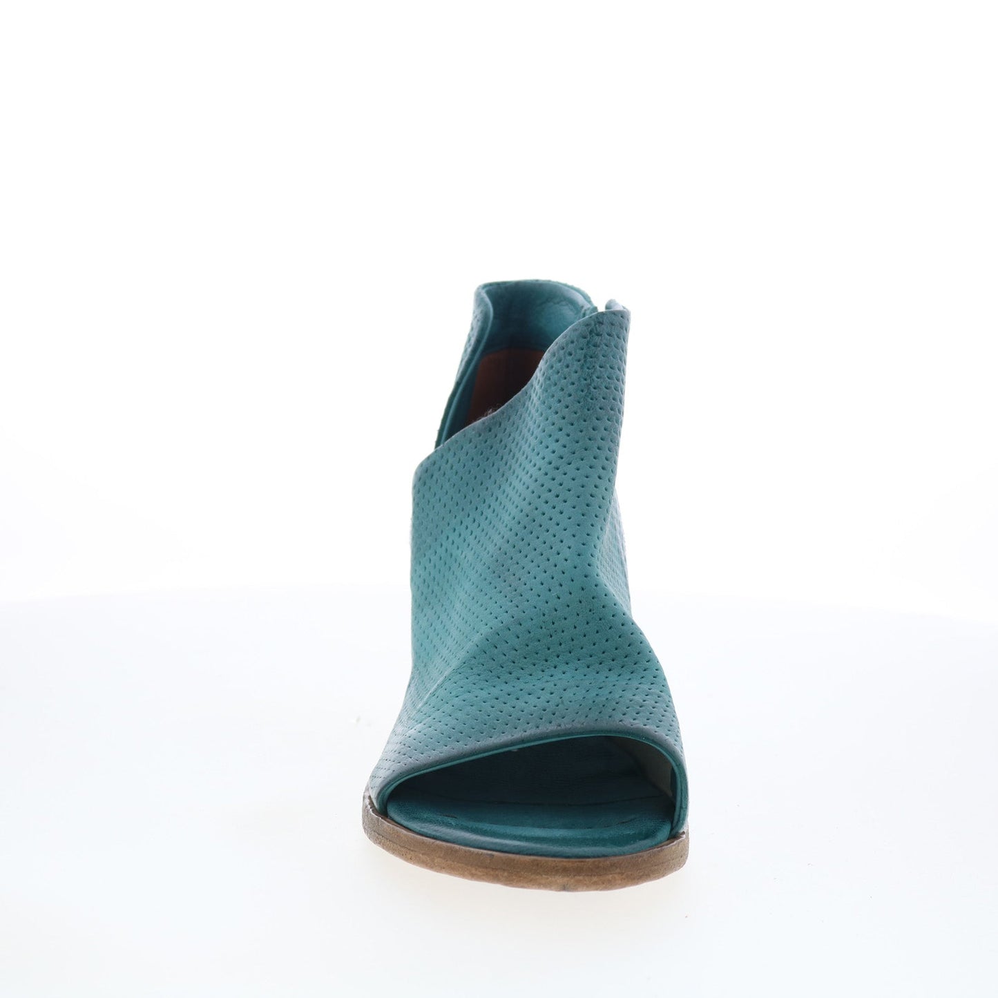 Bakari Womens Green Leather Zipper Heeled Sandals Shoes