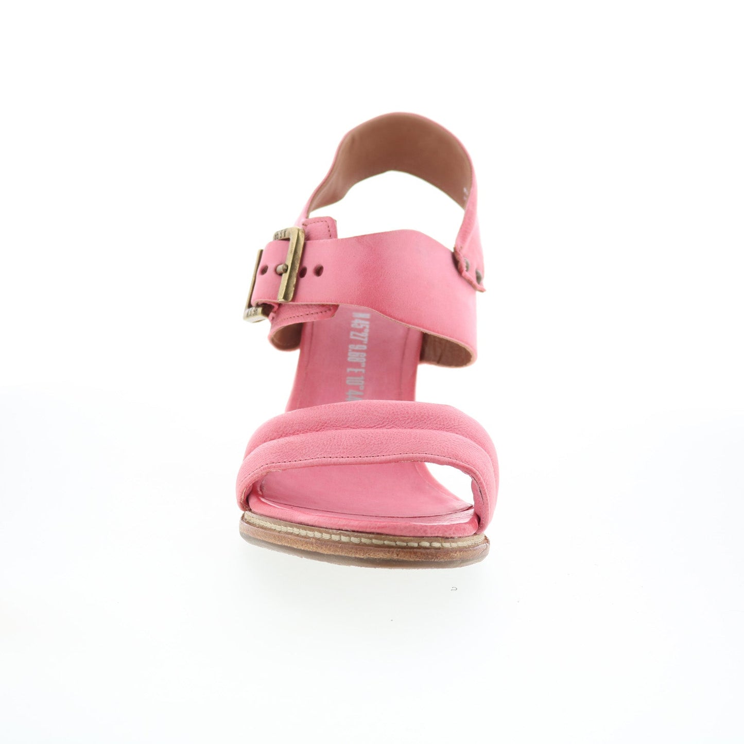 Barnett Womens Pink Leather Hook & Loop Heeled Sandals Shoes