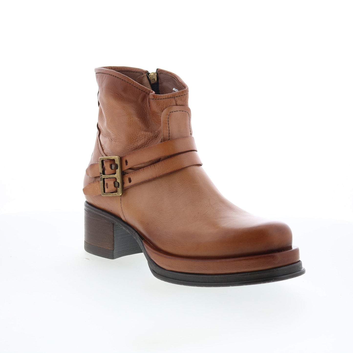 Cal Womens Brown Leather Zipper Ankle & Booties Boots