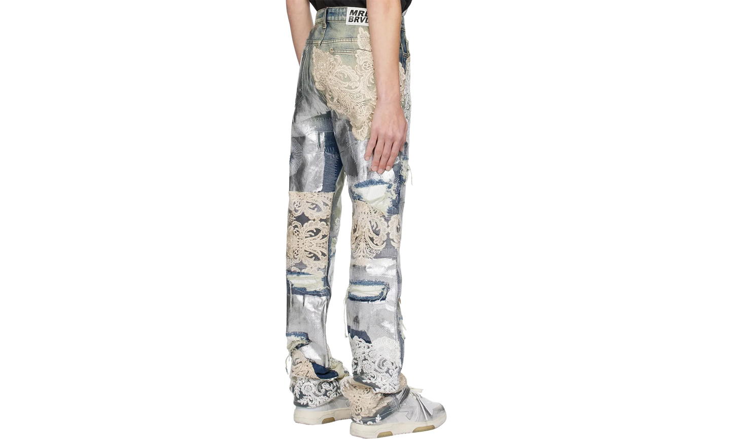Metal Lace Jeans "Sky" 232389M186003