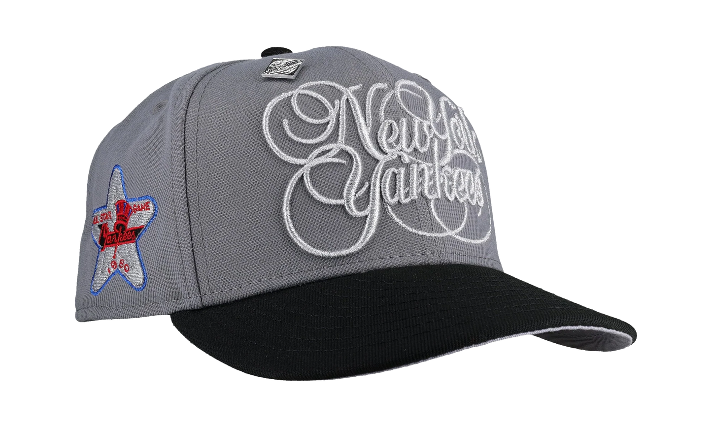 59FIFTY New York Yankees 1980 All Star Game Cursive Script Fitted Hat "Grey" NE237