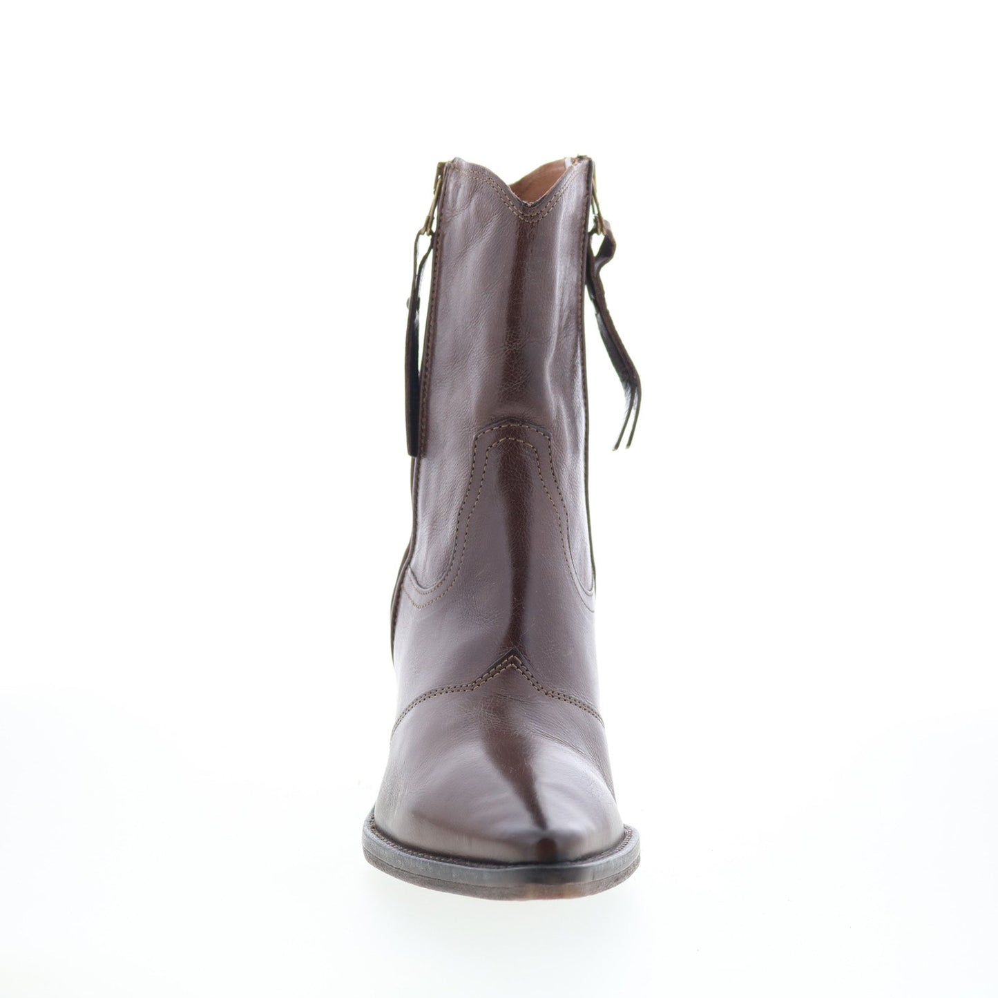 Charlie Womens Brown Leather Zipper Ankle & Booties Boots