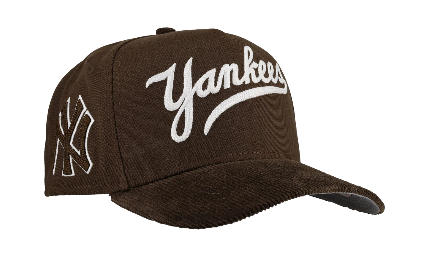 9FIFTY New York Yankees A Frame Chainstitch Snapback Hat "Brown / Walnut - Corduroy Visor" NE280
