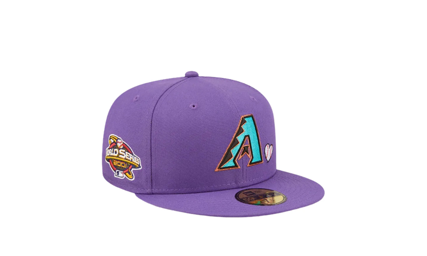 Arizona Diamondbacks Team Heart 59FIFTY Fitted Hat "Purple" 60243666