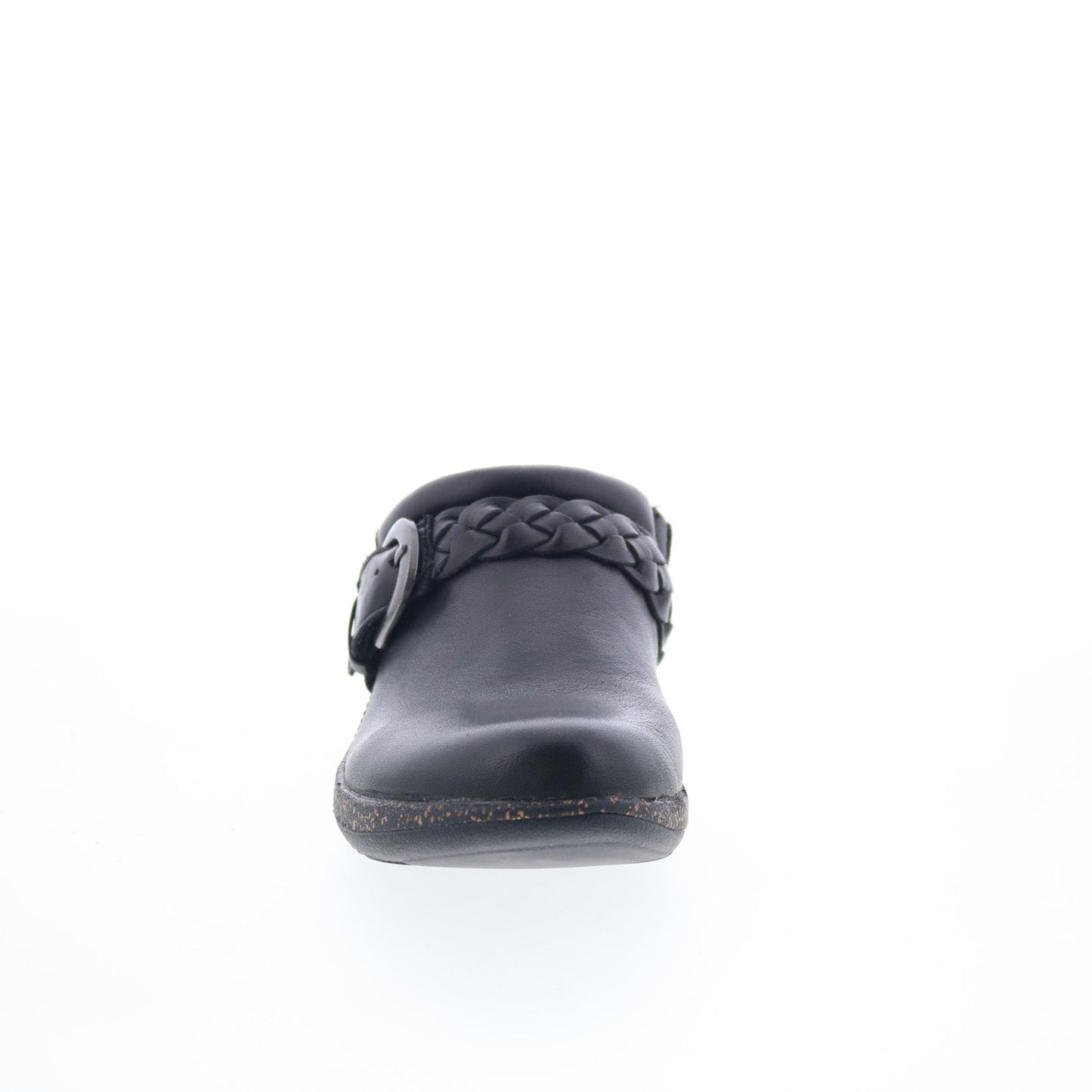 Aetrex Libby DM200 Womens Black Leather Slip On Clogs Flats Shoes