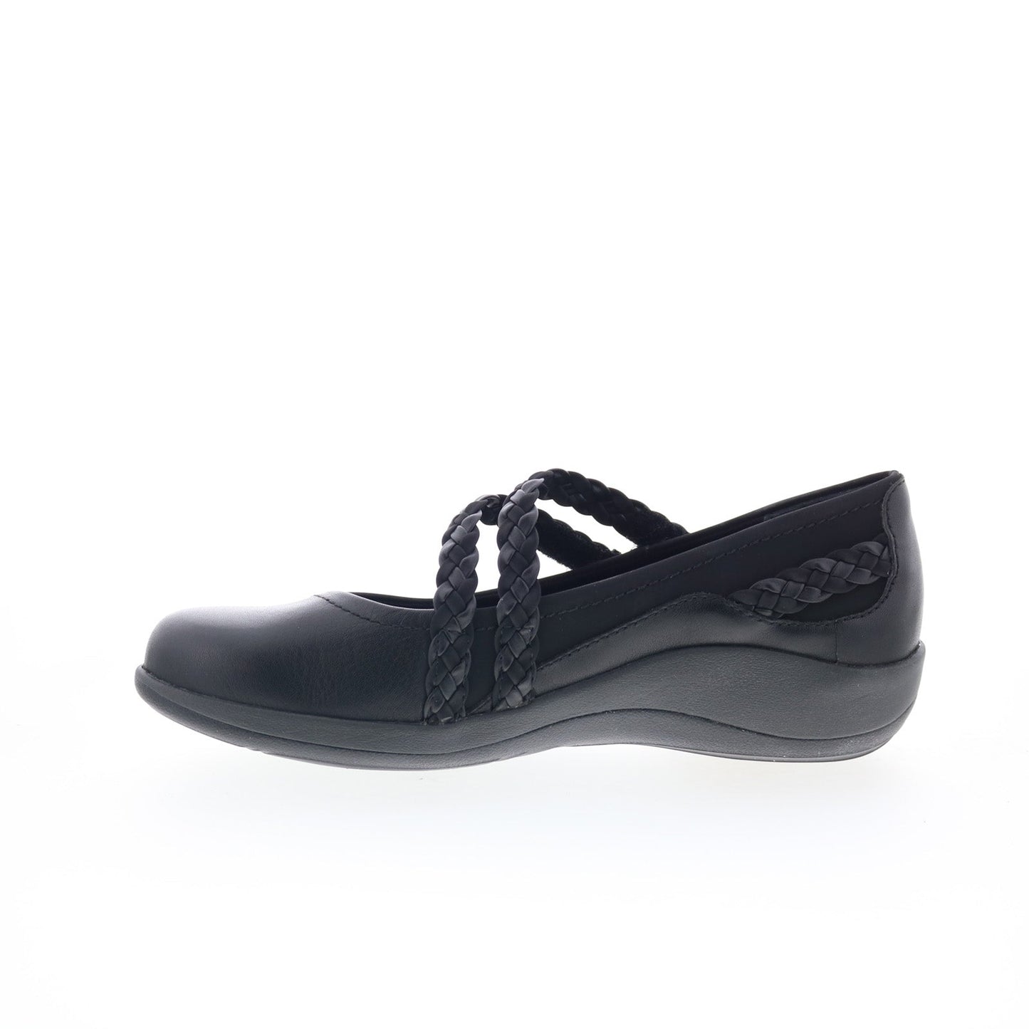 Aetrex Annie DM450 Womens Black Leather Strap Mary Jane Flats Shoes
