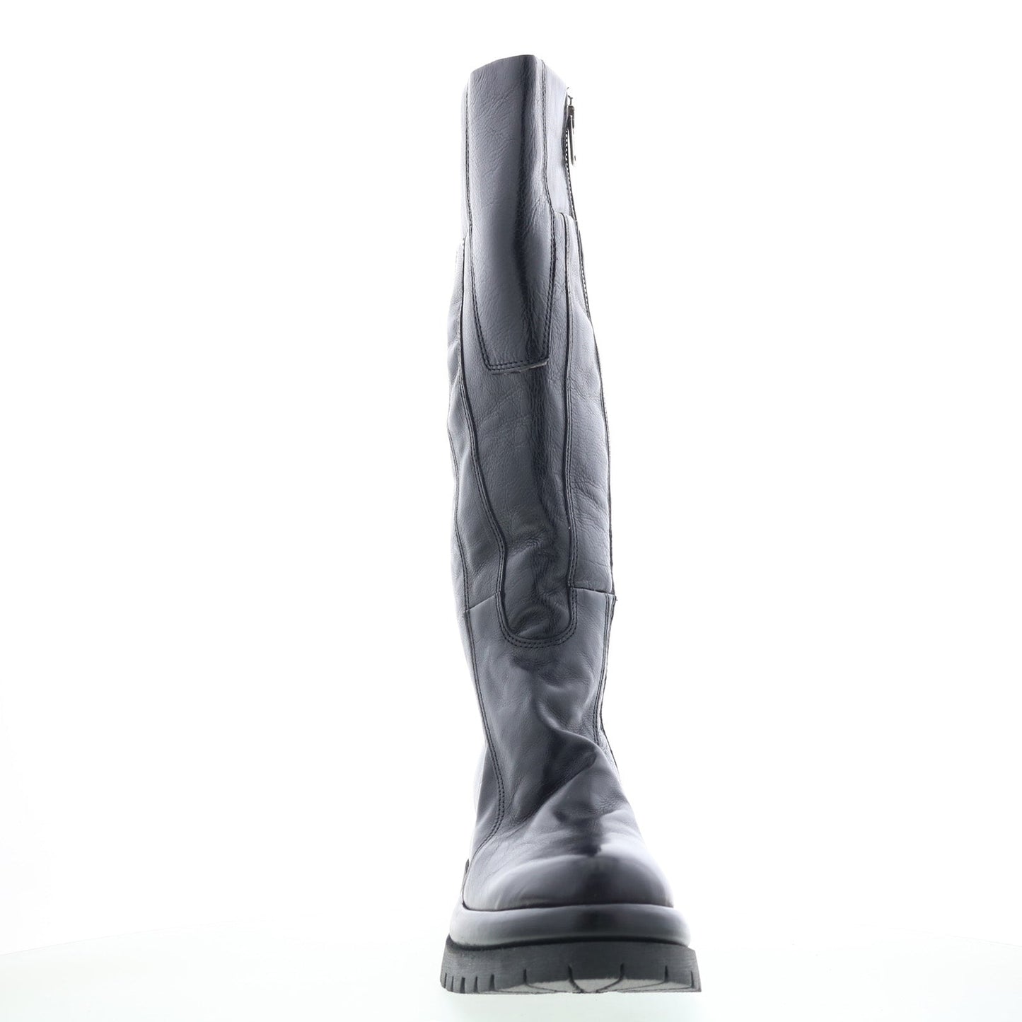 Dulcie Womens Black Leather Zipper Knee High Boots