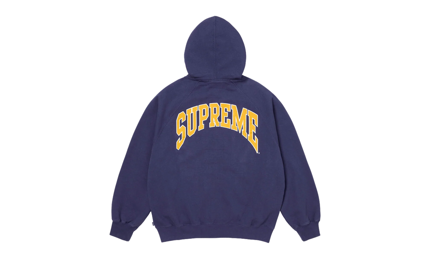 Cracked Raglan Zip Up Hooded Sweatshirt "SS26 - Washed Navy" SU27503