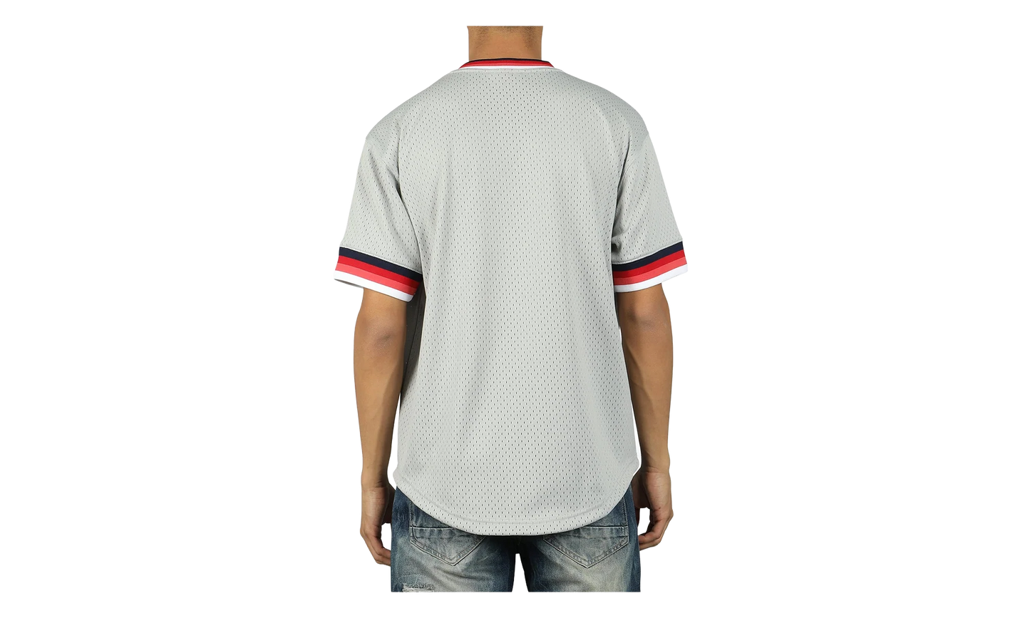 MLB Mesh V-Neck Tee "Boston Red Sox - Grey" MSPOAJ18001 BRSGREY1