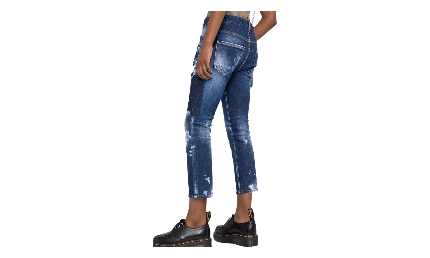 Dark Tiffany Spots Wash Cool Girl Cropped Jeans WMNS "Blue" S72LB0548S30342470