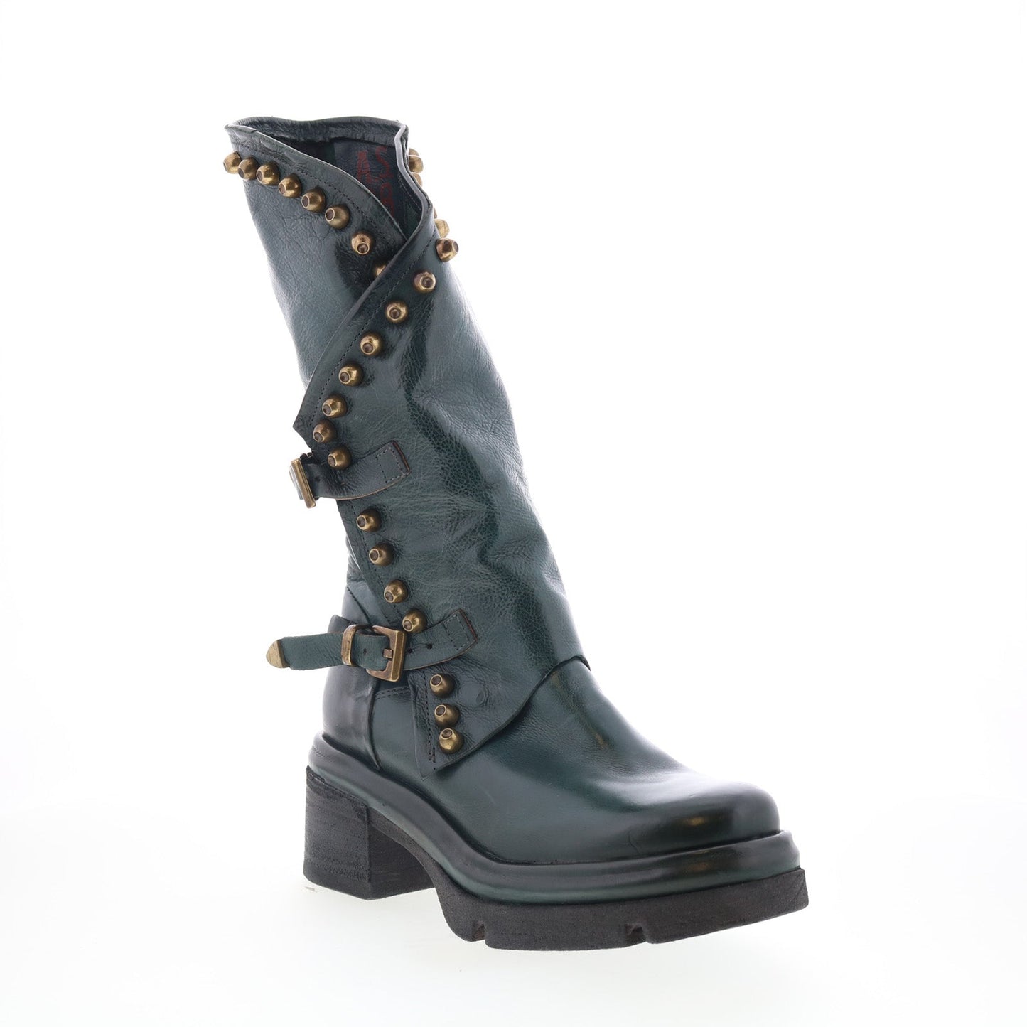 Easton Womens Green Leather Zipper Casual Dress Boots