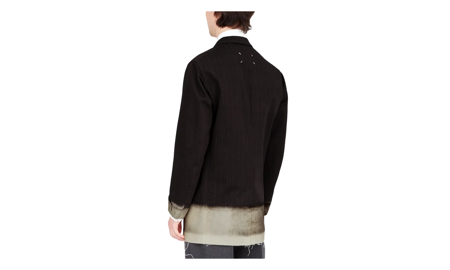 Pinstriped Trompe L'oeil Blazer with Gradient Hem "Black" S50BN0524M35012001S