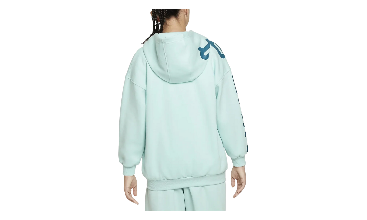 Air Club Fleece Girls' Oversized Full-Zip Hoodie GS "Jade Ice / Geode Teal" FD2960 346