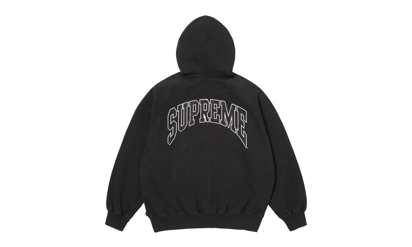 Cracked Raglan Zip Up Hooded Sweatshirt "SS26 - Black" SU27504