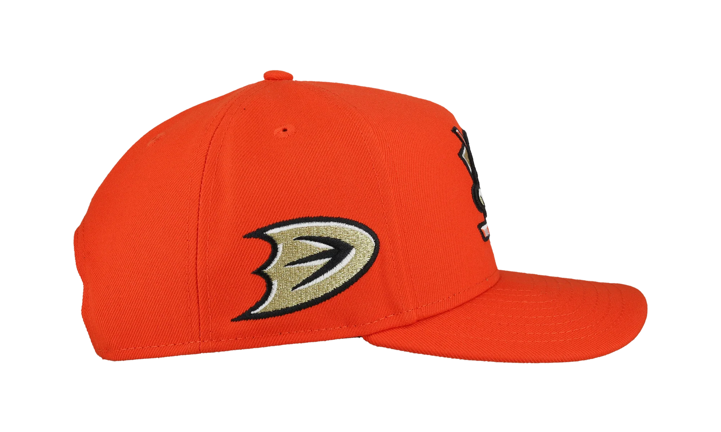 9FIFTY Anaheim Mighty Ducks Team Color A Frame Snapback Hat "Red - Grey Brim" NE464