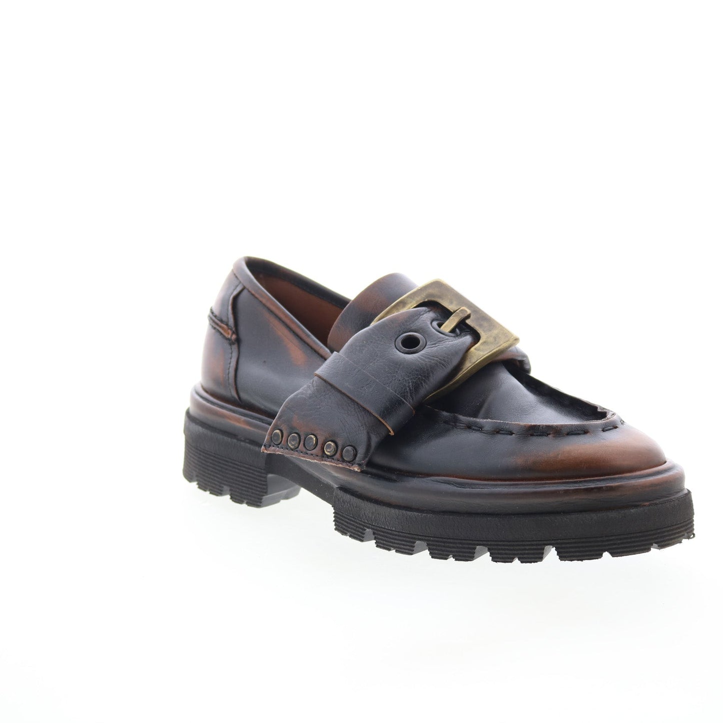 Heddy Womens Brown Leather Slip On Loafers & Slip Ons Casual Shoes