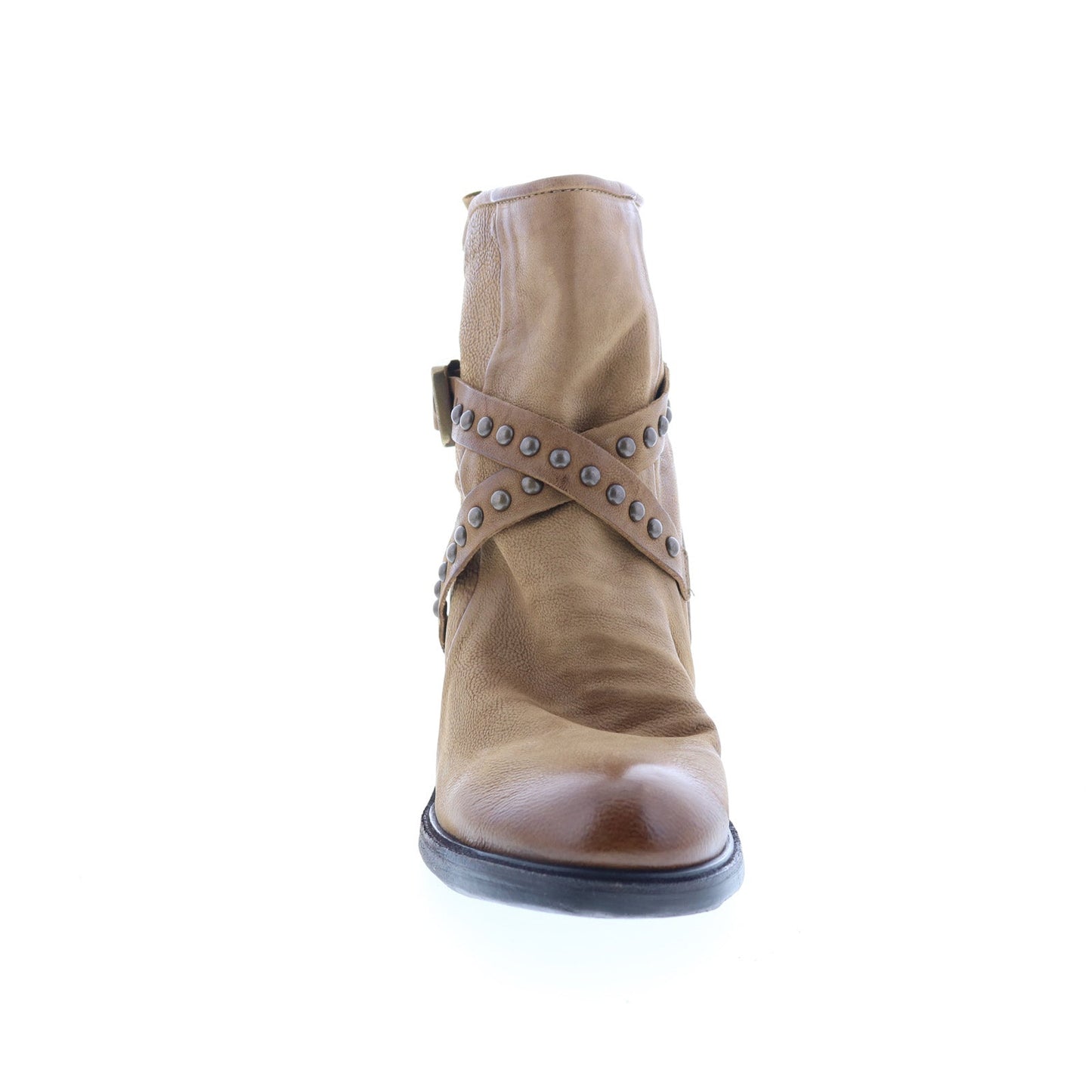 Jeffy Womens Brown Leather Zipper Ankle & Booties Boots