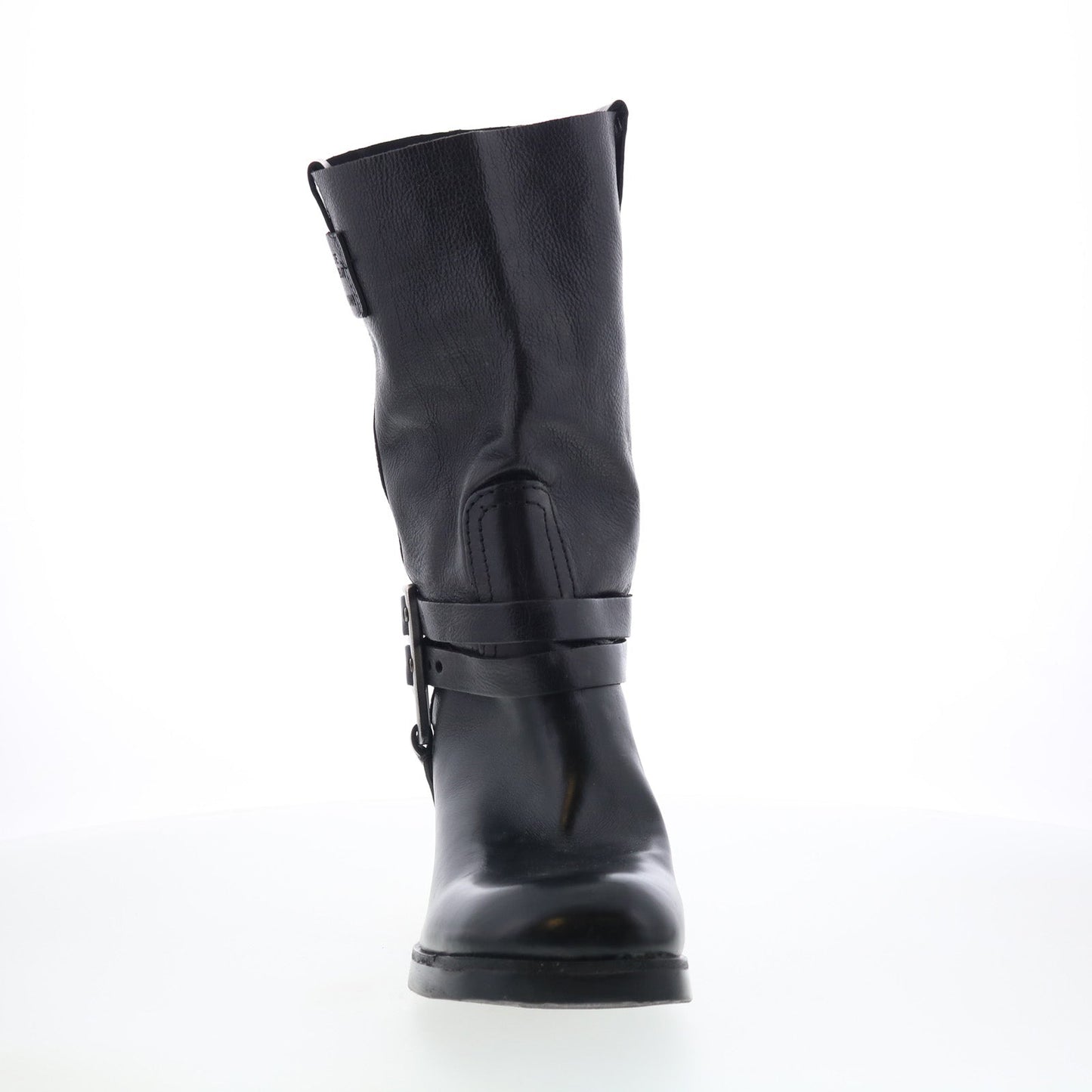 Lil Womens Black Leather Slip On Casual Dress Boots