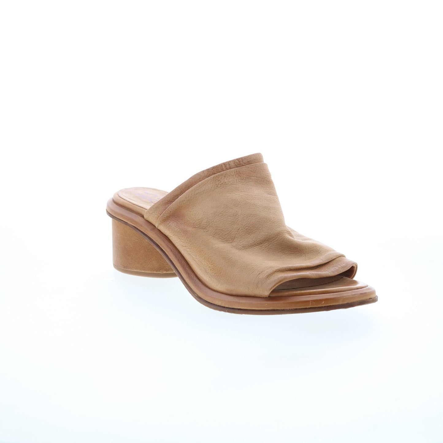 Lior Womens Brown Leather Slip On Heeled Sandals Shoes