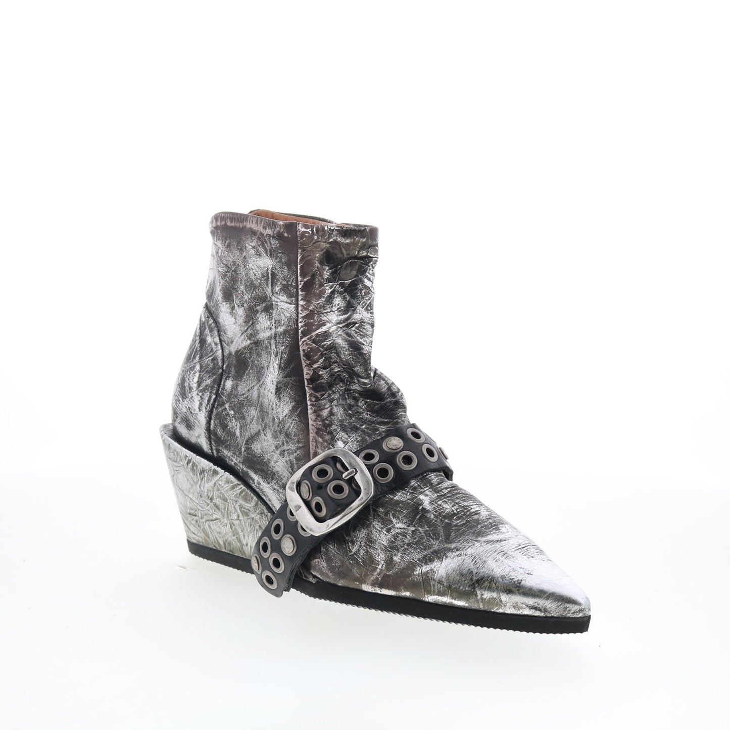 Maxie Womens Silver Leather Zipper Ankle & Booties Boots