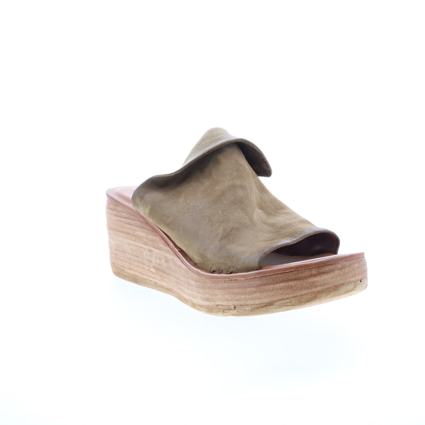 Niels Womens Gray Leather Slip On Wedges Sandals Shoes